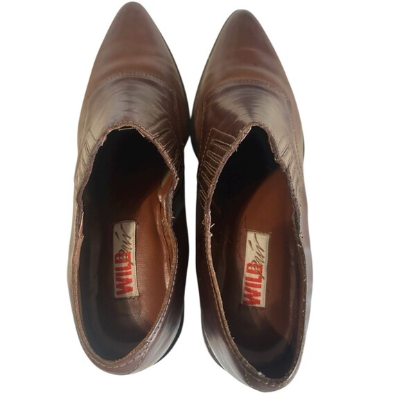 Wild Pair Vintage Brown Leather Women’s 8.5B Western Mules Booties Pointed Y2K - Picture 5 of 11